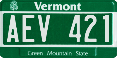 VT license plate AEV421