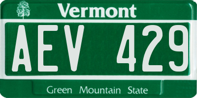 VT license plate AEV429