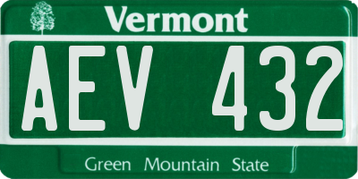 VT license plate AEV432