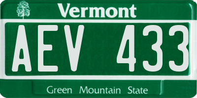 VT license plate AEV433