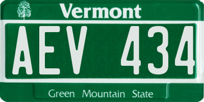 VT license plate AEV434
