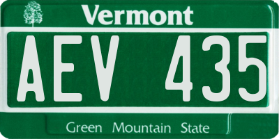 VT license plate AEV435