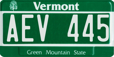VT license plate AEV445