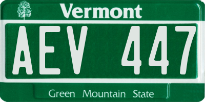 VT license plate AEV447
