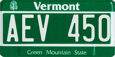 VT license plate AEV450
