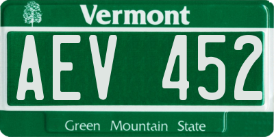 VT license plate AEV452