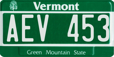 VT license plate AEV453