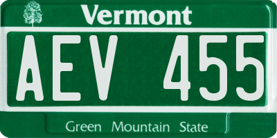 VT license plate AEV455