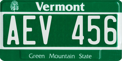 VT license plate AEV456