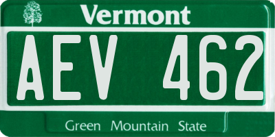 VT license plate AEV462