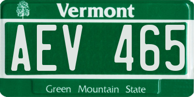 VT license plate AEV465