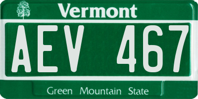 VT license plate AEV467