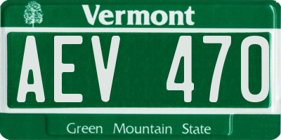 VT license plate AEV470