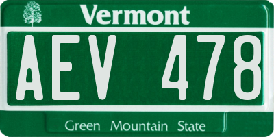 VT license plate AEV478