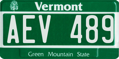 VT license plate AEV489