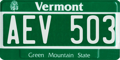VT license plate AEV503