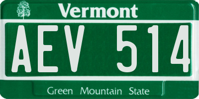 VT license plate AEV514