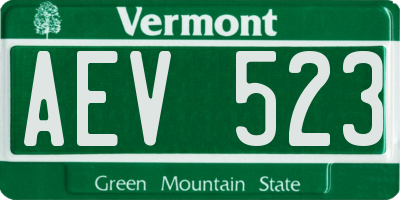 VT license plate AEV523