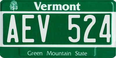 VT license plate AEV524