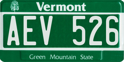 VT license plate AEV526