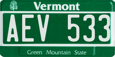 VT license plate AEV533