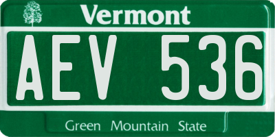 VT license plate AEV536