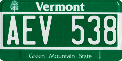 VT license plate AEV538