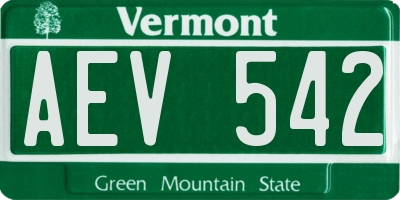 VT license plate AEV542