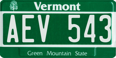 VT license plate AEV543