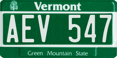 VT license plate AEV547