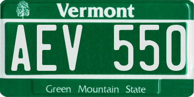 VT license plate AEV550