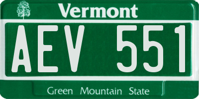 VT license plate AEV551
