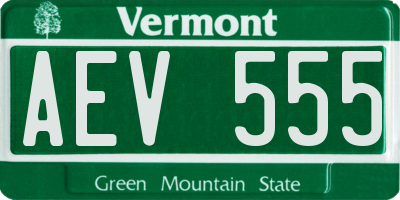 VT license plate AEV555