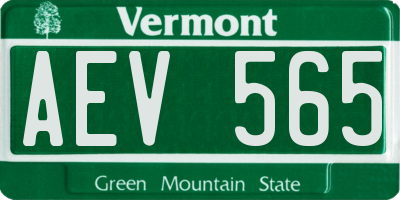 VT license plate AEV565