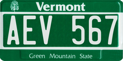 VT license plate AEV567