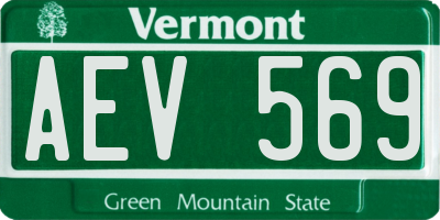 VT license plate AEV569