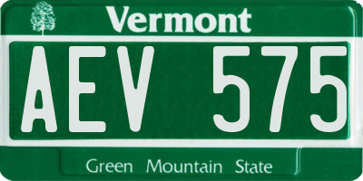VT license plate AEV575