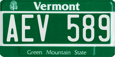 VT license plate AEV589