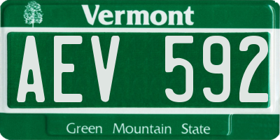 VT license plate AEV592