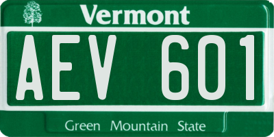 VT license plate AEV601