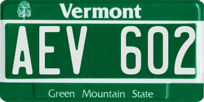 VT license plate AEV602
