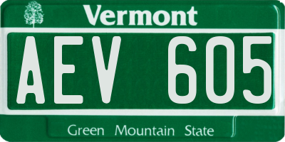 VT license plate AEV605