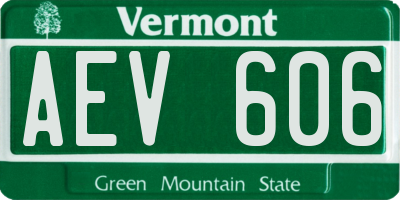 VT license plate AEV606