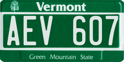 VT license plate AEV607