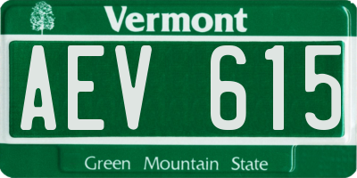 VT license plate AEV615