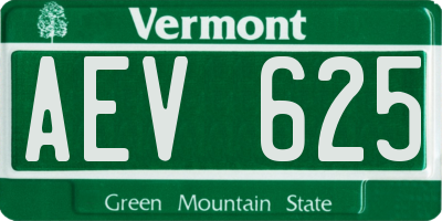 VT license plate AEV625