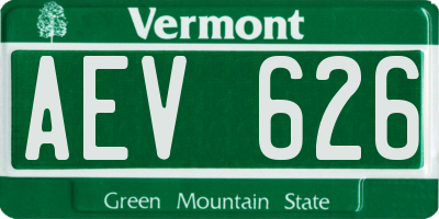 VT license plate AEV626