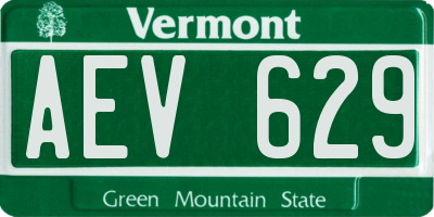 VT license plate AEV629