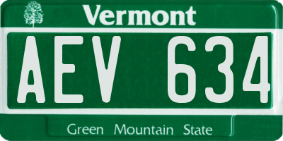VT license plate AEV634