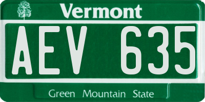 VT license plate AEV635